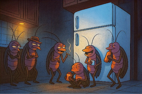 Cockroach extermination cartoon