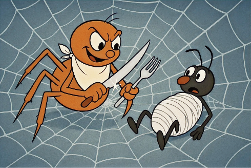 Ants and spiders pest control cartoon